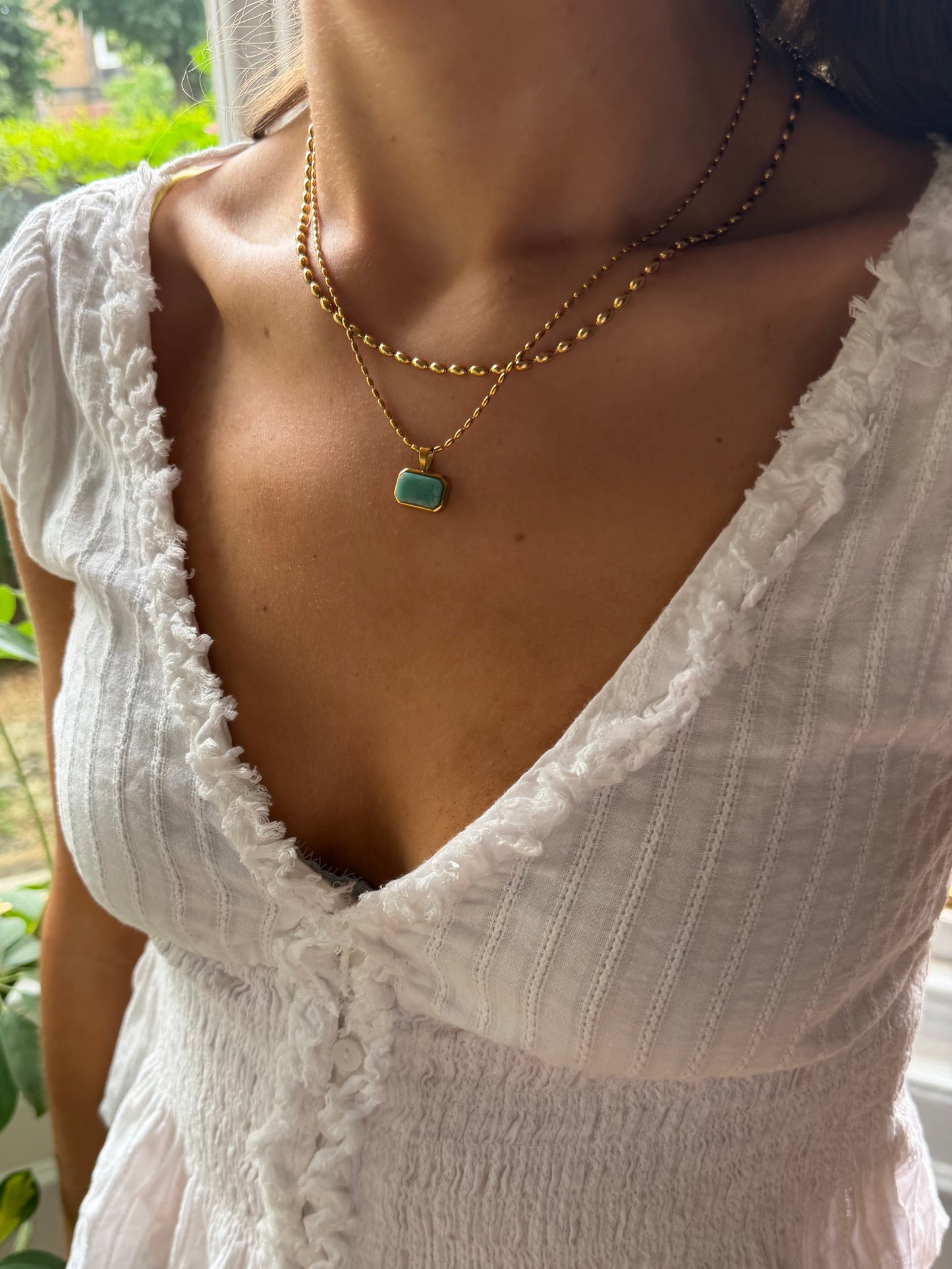 Mila Rice Bead Necklace Gold