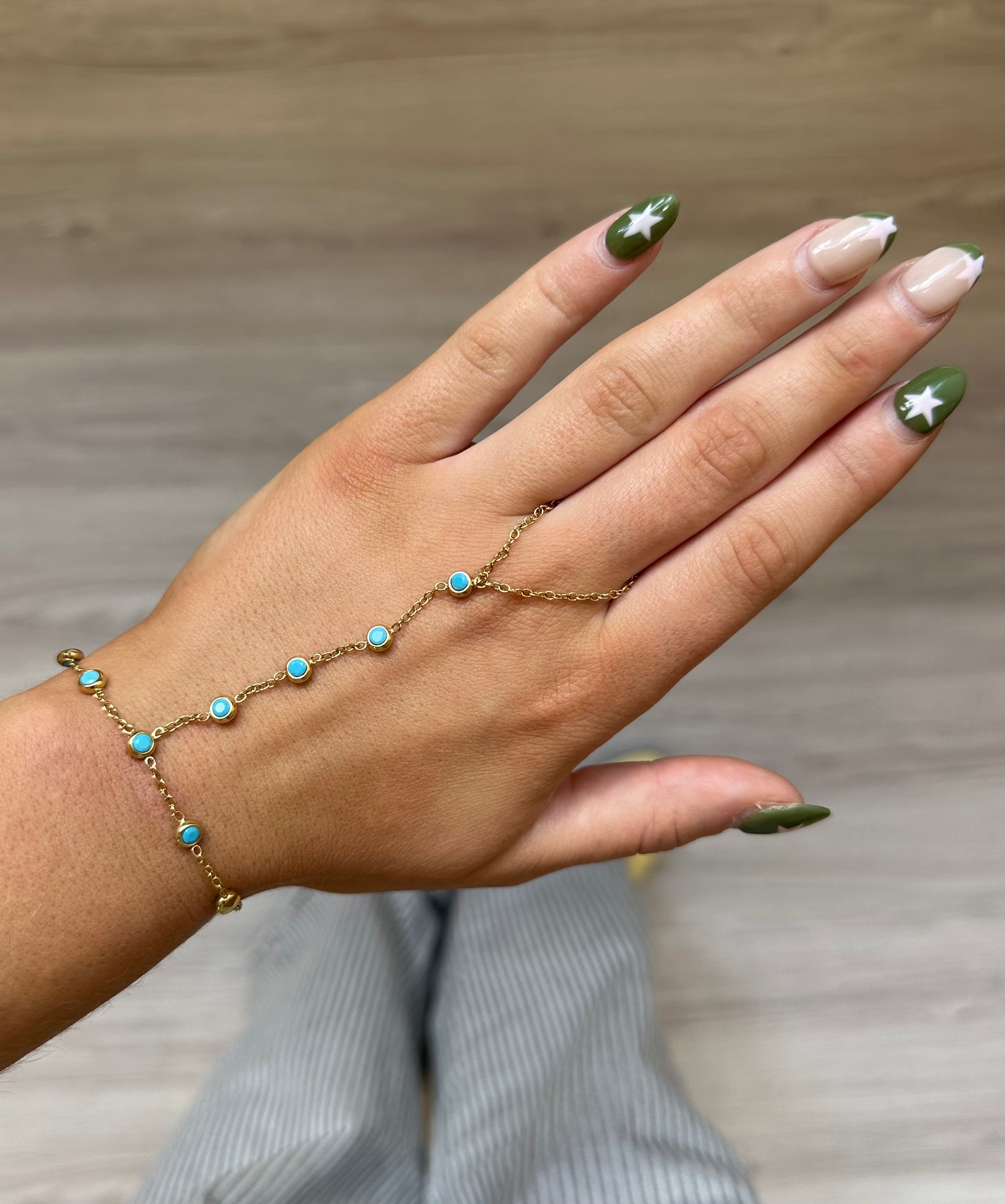 Marlow Hand Chain Turquoise & Gold