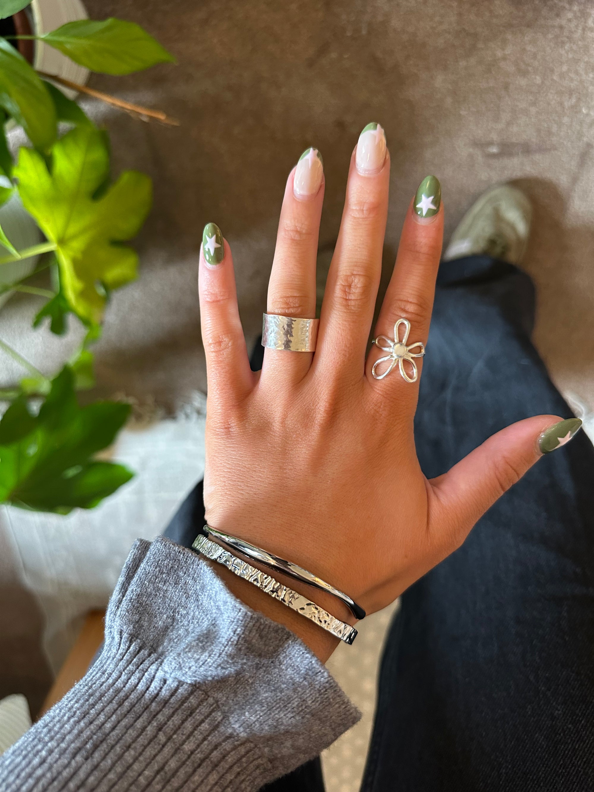 Silver Molten Bangle