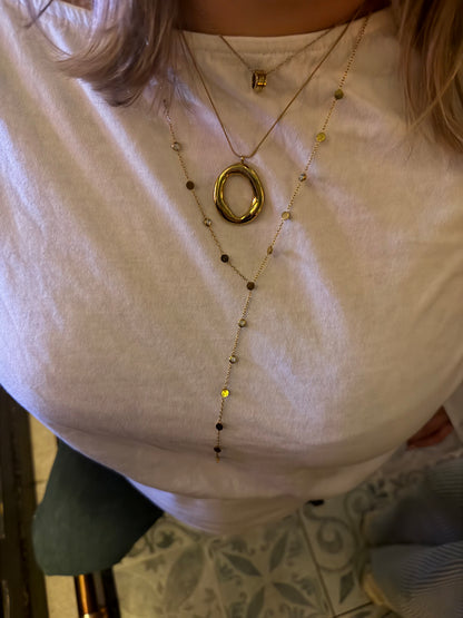 Etta Gold Drop Lariat Layer Necklace