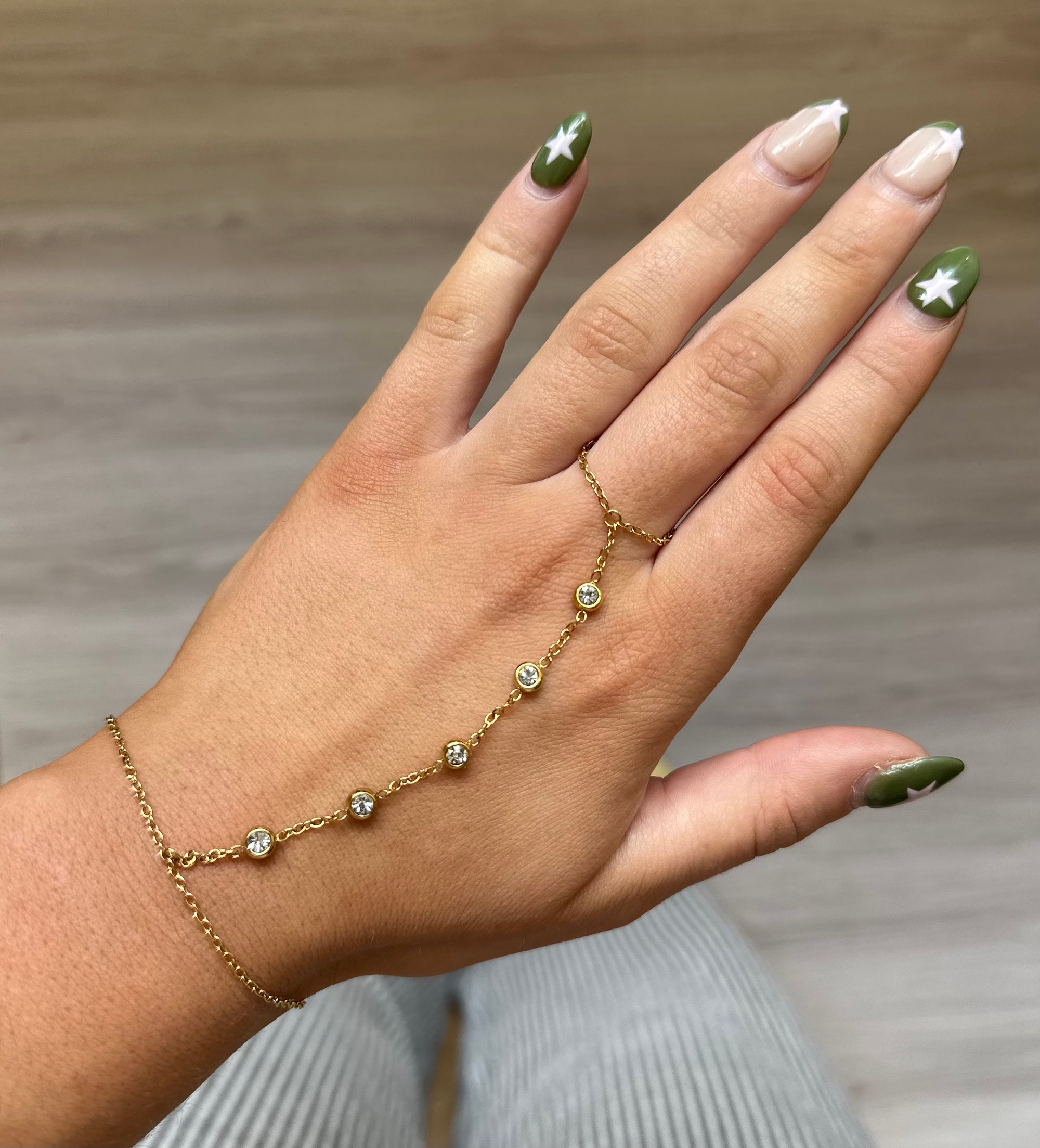 Marlow Hand Chain Crystal & Gold