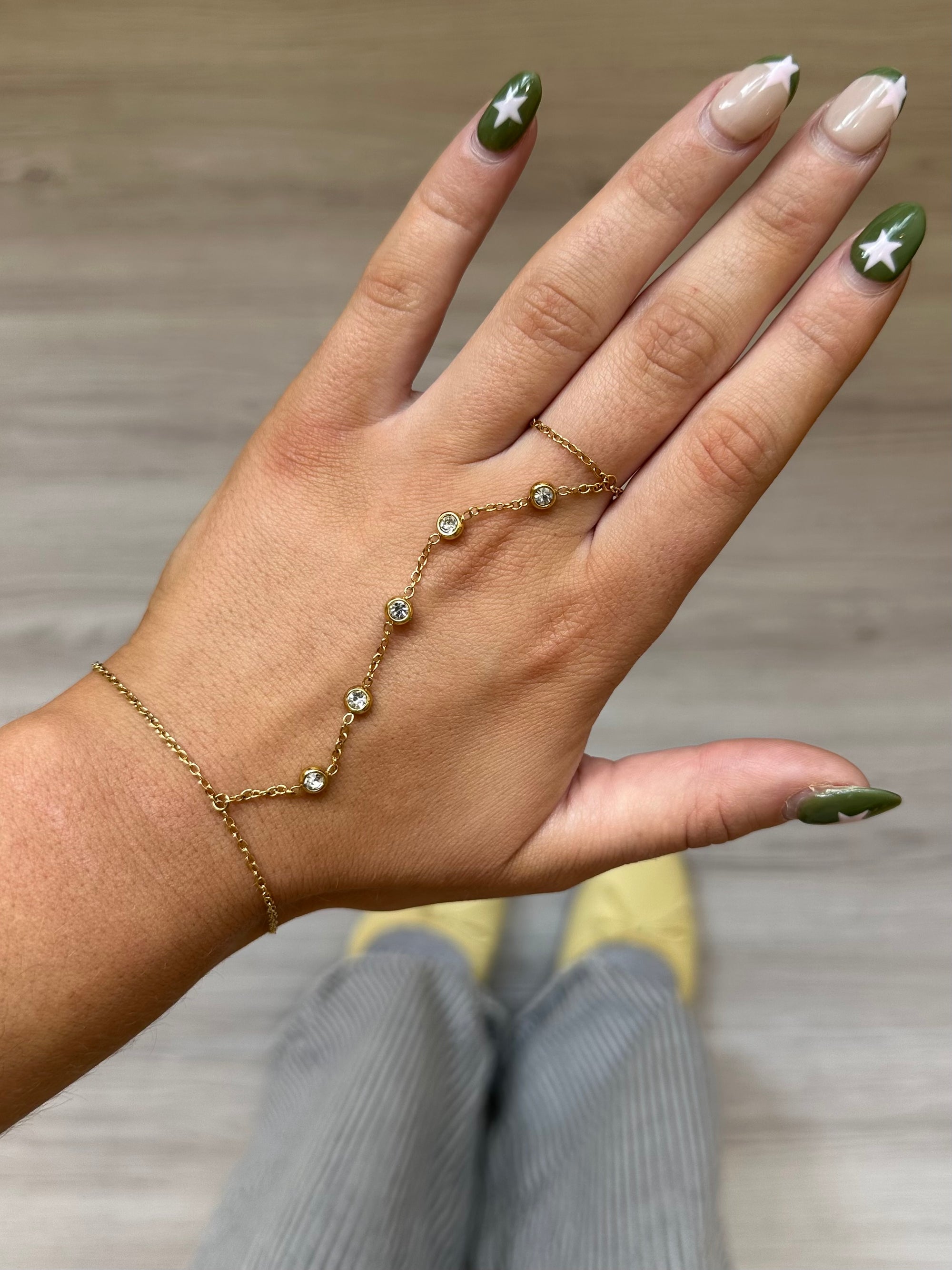 Marlow Hand Chain Crystal & Gold