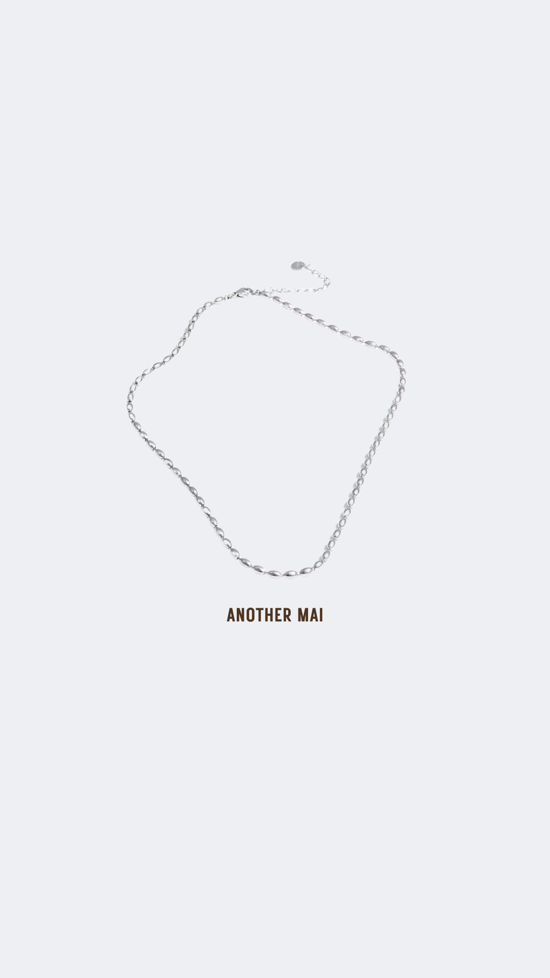 Mila Rice Bead Necklace Silver