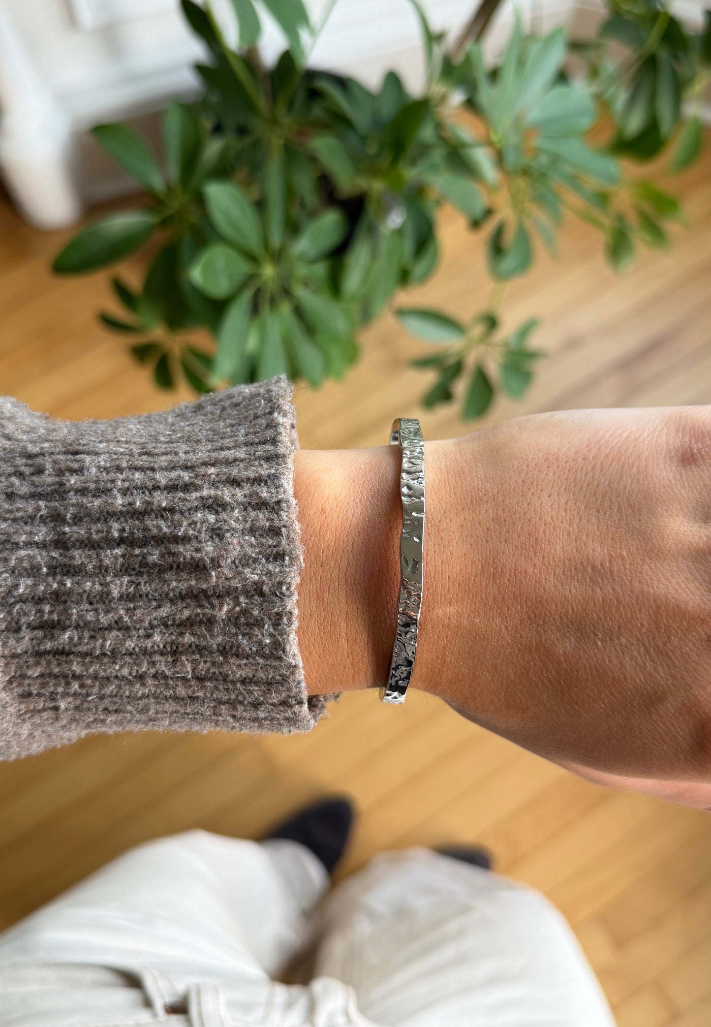Silver Molten Bangle