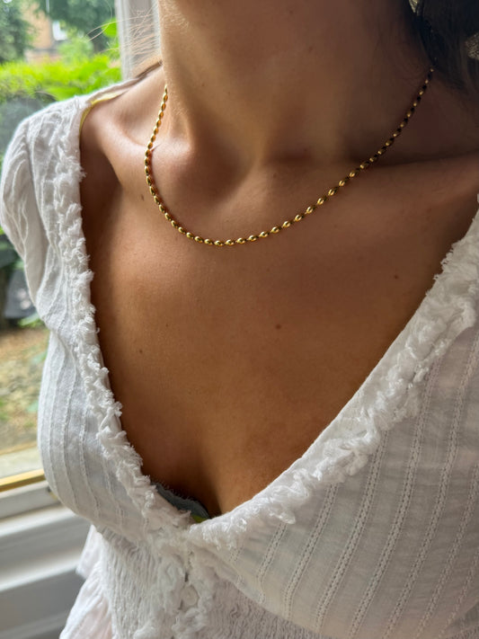 Mila Rice Bead Necklace Gold