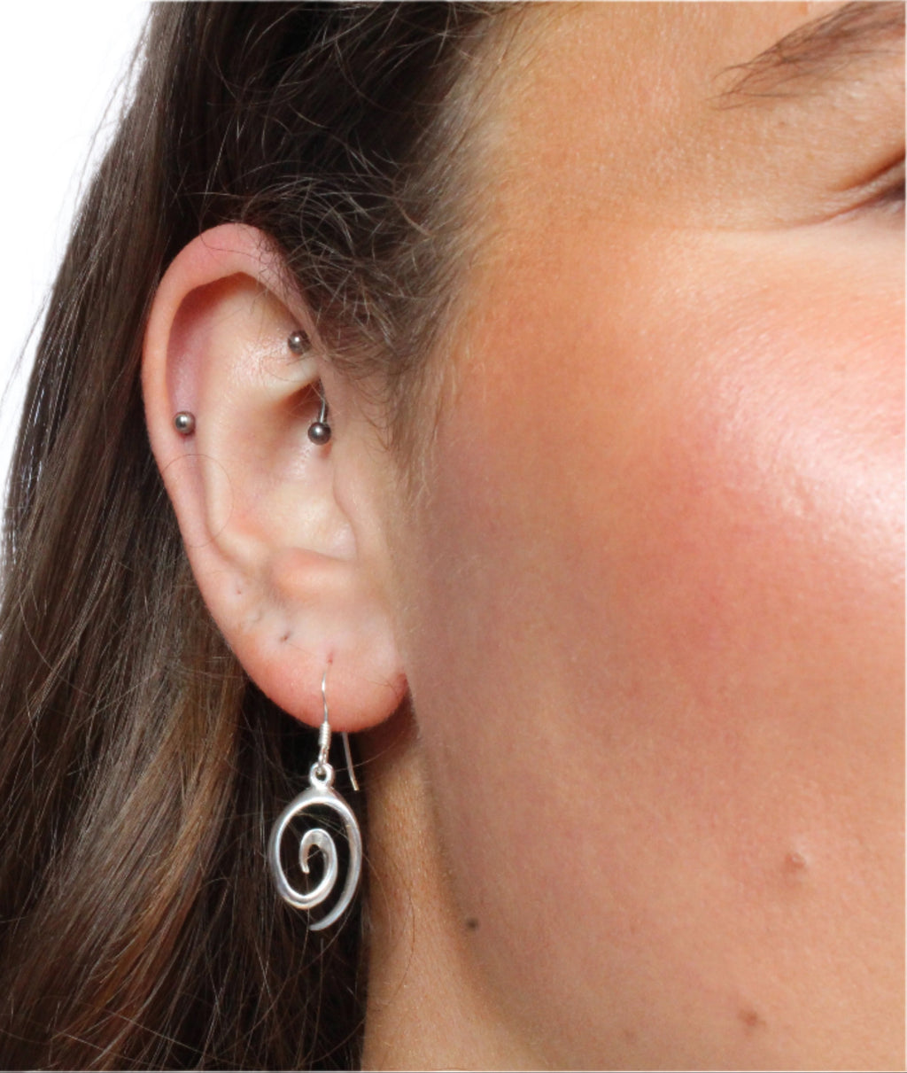 Sterling Silver Spiral Hook Earrings