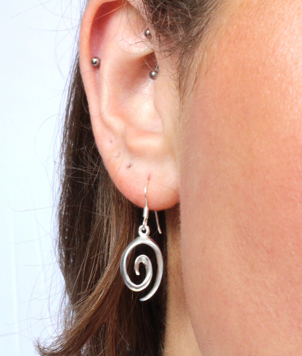 Sterling Silver Spiral Hook Earrings