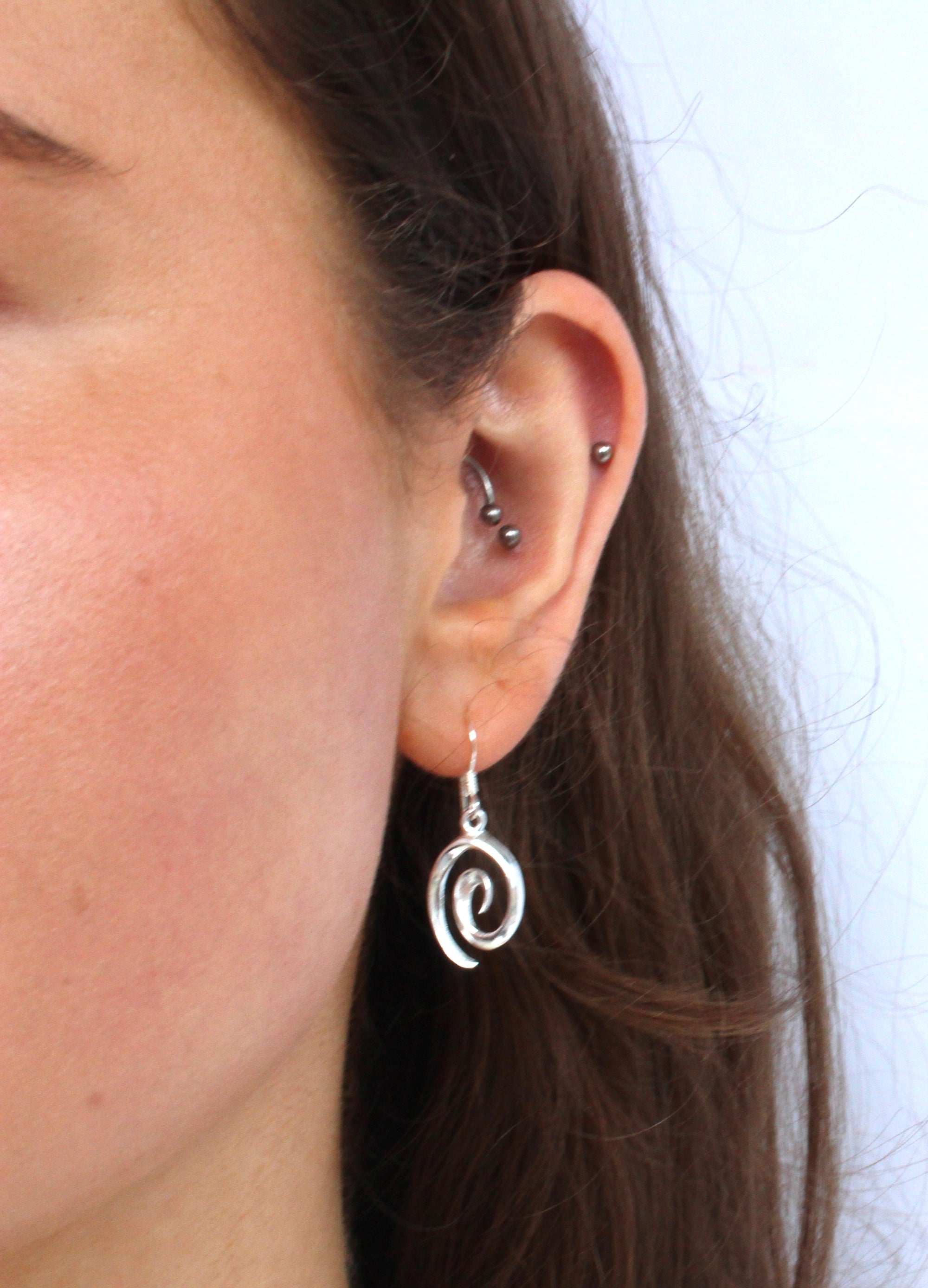 Sterling Silver Spiral Hook Earrings