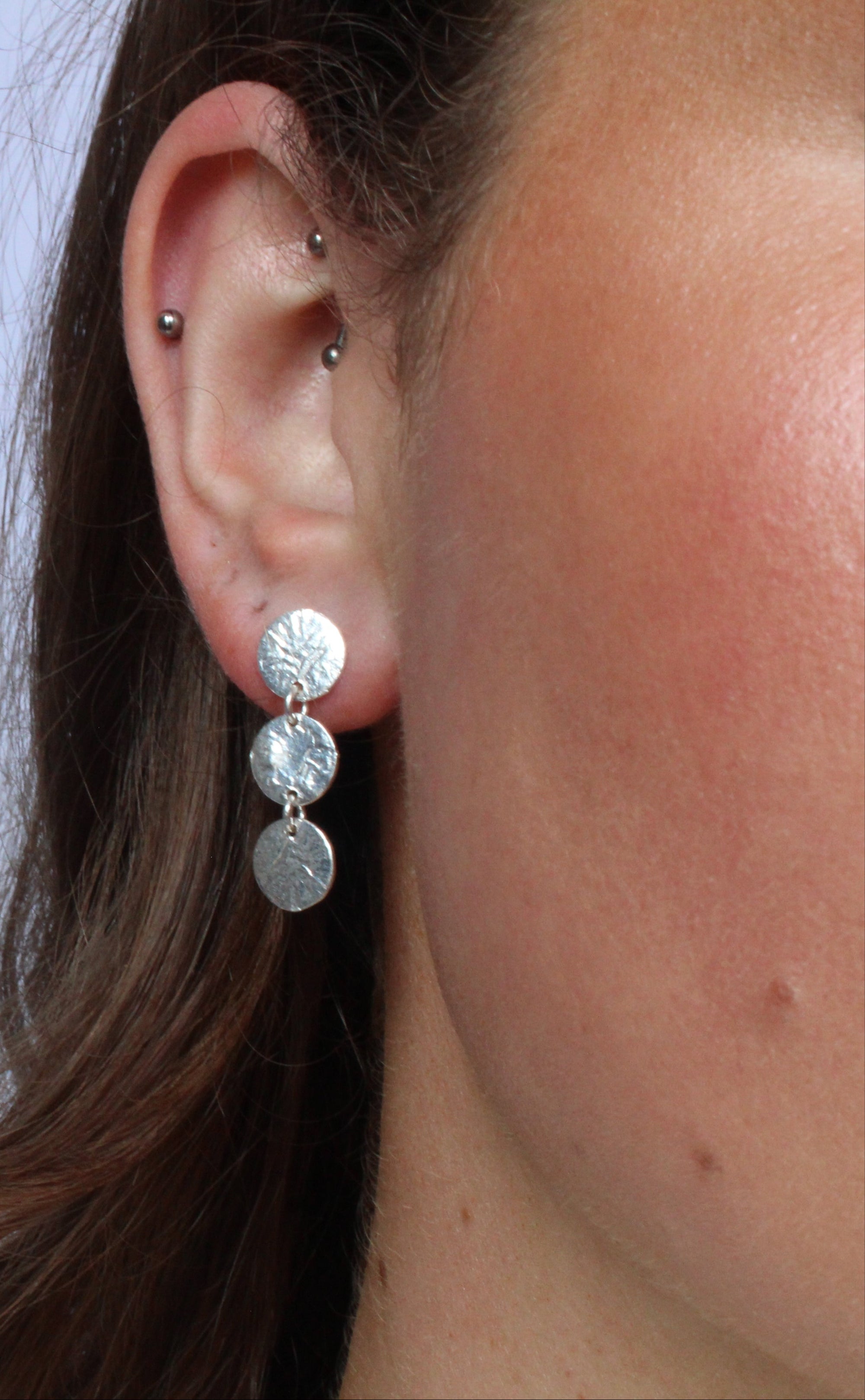 Triple Disc Drop Earrings